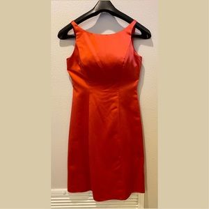 David’s Bridal Short Satin Dress with High Neckline, womens size 6, burnt orange